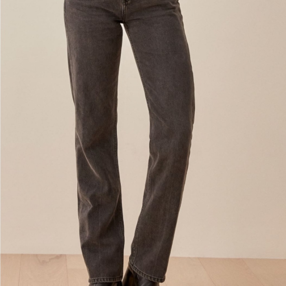 Reformation Straight Leg Charcoal Jeans Timeless Style